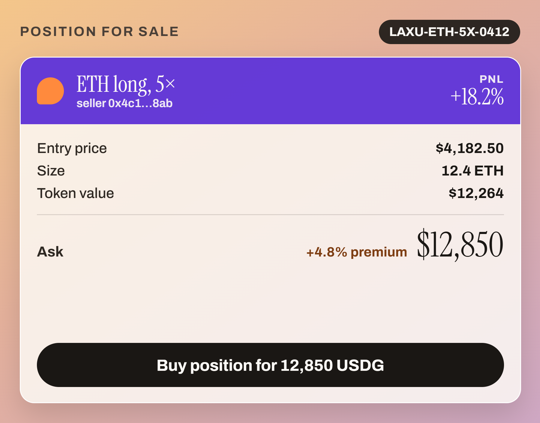 Trade flow — position listed for sale